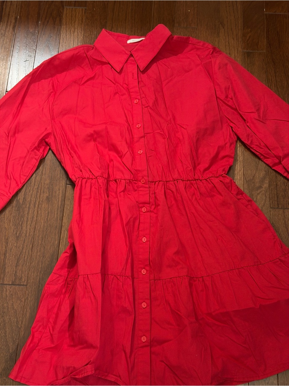 Ellison Bright Red Button-Front Shirt Dress
